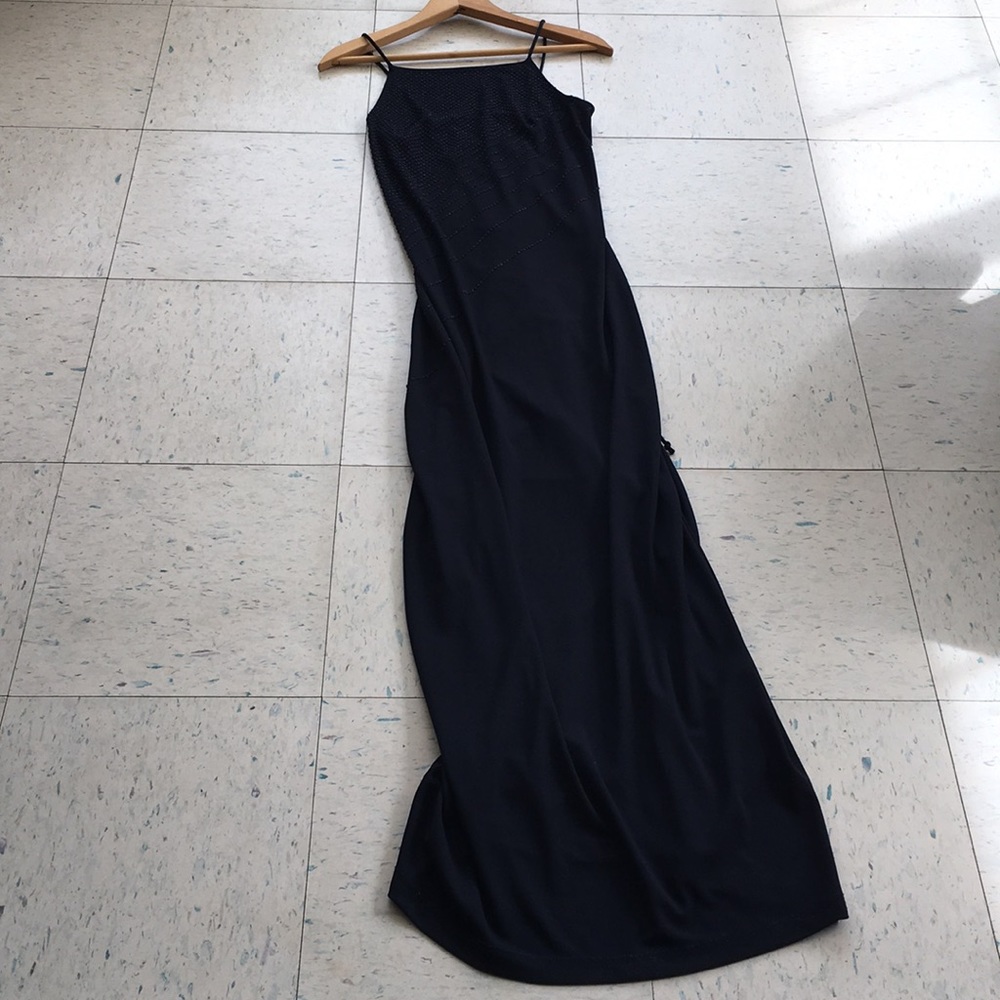 Vintage navy body con prom dress